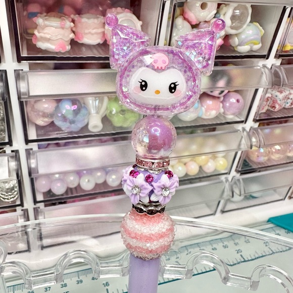 Ku Purple Glitter beaded pen - Picture 1 of 1